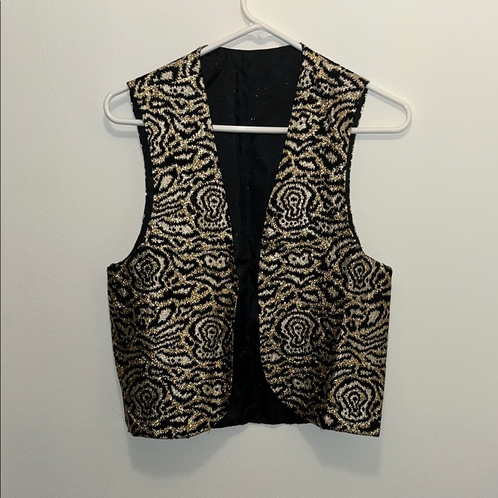 Hand Made Black and Gold Patterned Vest